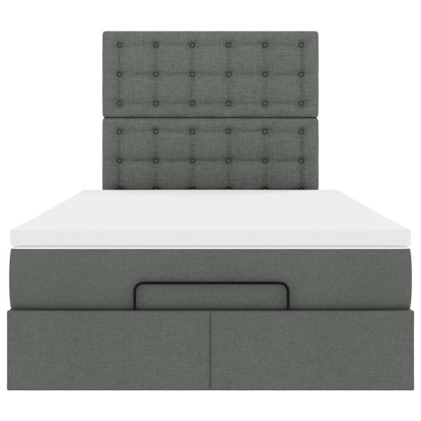 Ottoman-Bett mit Matratze Dunkelgrau 120x200 cm Stoff