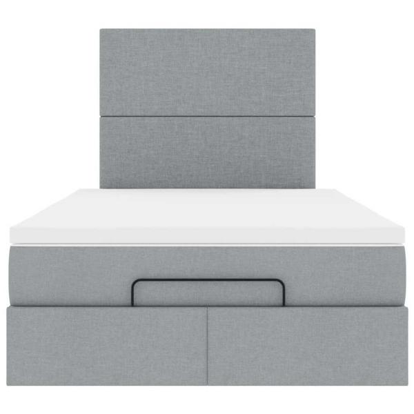 Ottoman-Bett mit Matratze Hellgrau 120x190 cm Stoff