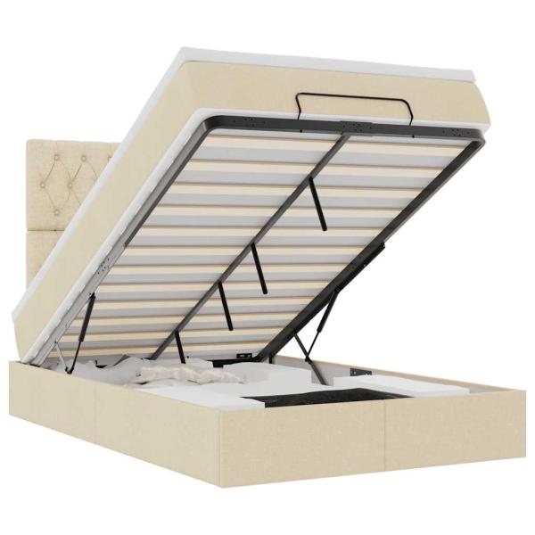 Ottoman-Bett mit Matratze Creme 120x190 cm Stoff