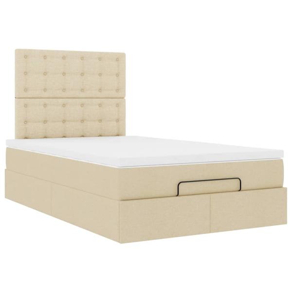 ARDEBO.de - Ottoman-Bett mit Matratze Creme 120x190 cm Stoff