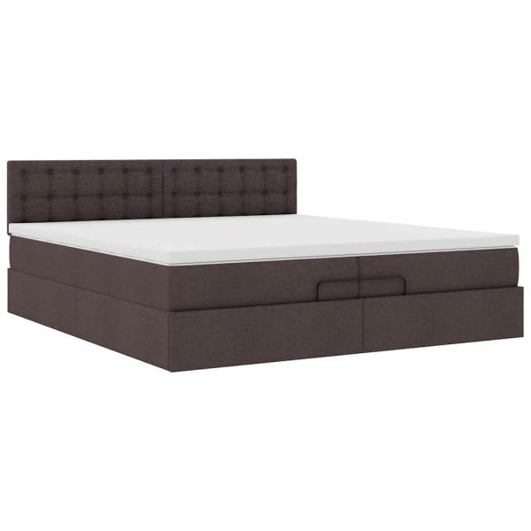 ARDEBO.de - Ottoman-Bett mit Matratze Dunkelbraun 200x200 cm Stoff