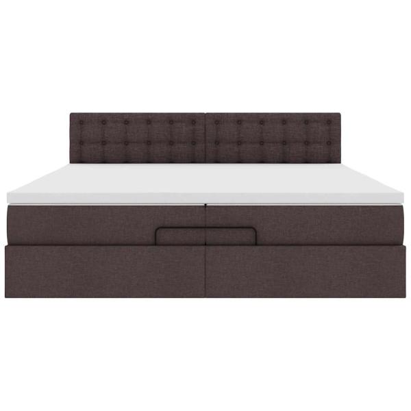Ottoman-Bett mit Matratze Dunkelbraun 200x200 cm Stoff