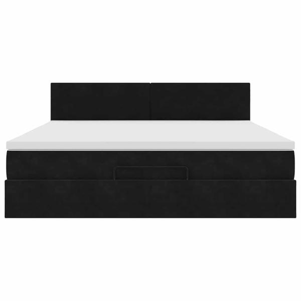 Ottoman-Bett mit Matratze Schwarz 180x200 cm Samt