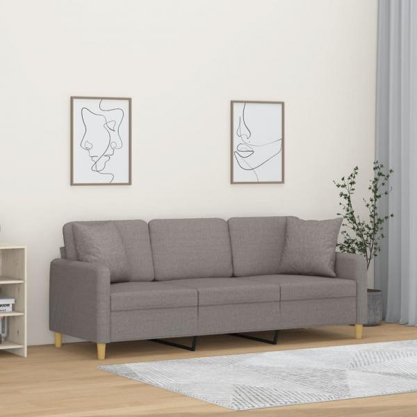 ARDEBO.de - 3-Sitzer-Sofa mit Zierkissen Taupe 180 cm Stoff
