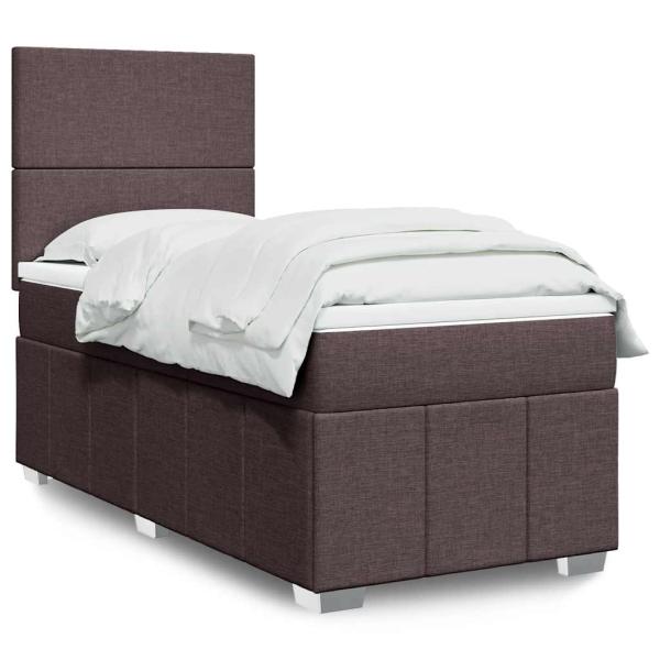 ARDEBO.de - Boxspringbett mit Matratze Dunkelbraun 90x200 cm Stoff