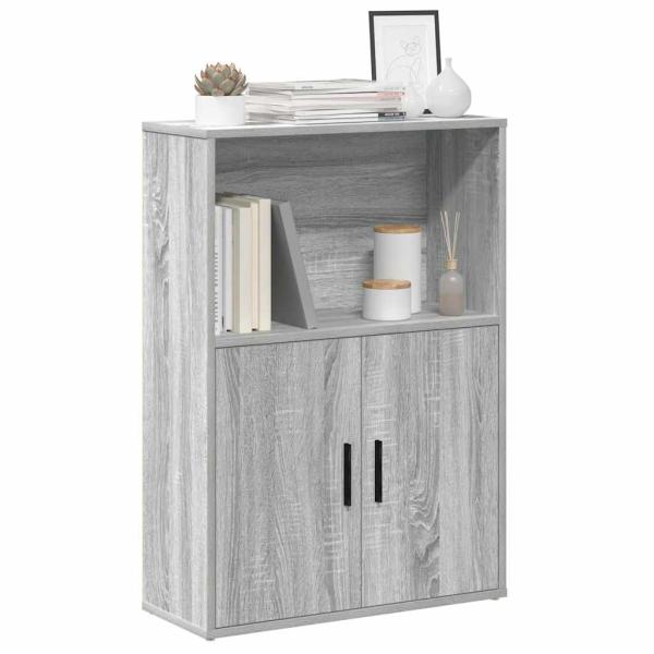 ARDEBO.de - Bücherregal Grau Sonoma 60x24x85 cm Holzwerkstoff