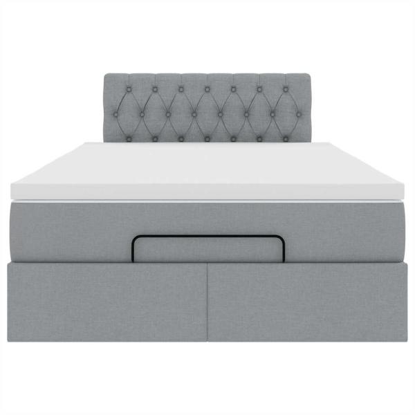 Ottoman-Bett mit Matratze Hellgrau 120x200 cm Stoff