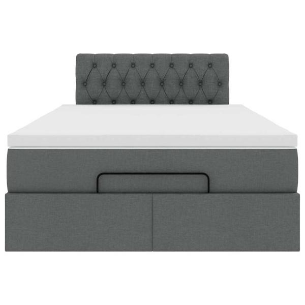 Ottoman-Bett mit Matratze Dunkelgrau 120x190 cm Stoff
