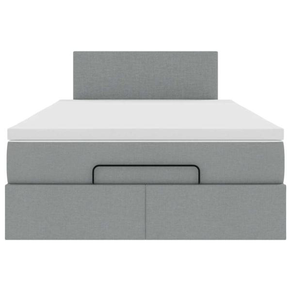 Ottoman-Bett mit Matratze Hellgrau 120x190 cm Stoff
