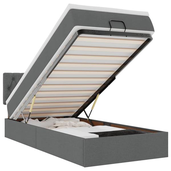 Ottoman-Bett mit Matratze Dunkelgrau 90x190 cm Stoff