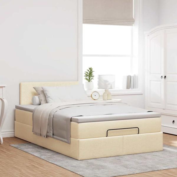 Ottoman-Bett mit Matratze Creme 120x200 cm Stoff