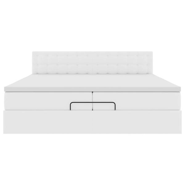 Ottoman-Bett mit Matratze Reinweiß 200x200 cm Kunstleder