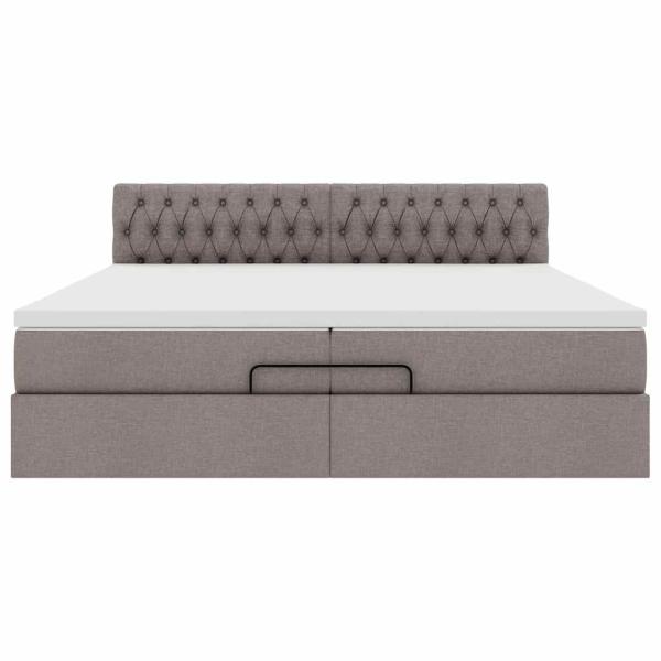 Ottoman-Bett mit Matratzen Taupe 200x200 cm Stoff