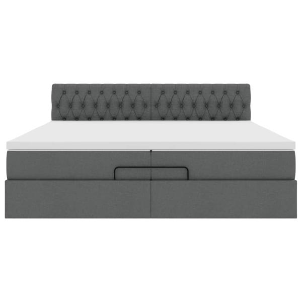 Ottoman-Bett mit Matratzen Dunkelgrau 200x200 cm Stoff