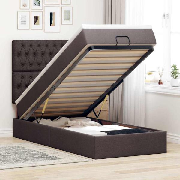 ARDEBO.de - Ottoman-Bett mit Matratze Dunkelbraun 100x200 cm Stoff