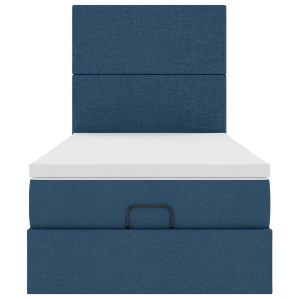 ARDEBO.de - Ottoman-Bett mit Matratze Blau 90x200 cm Stoff