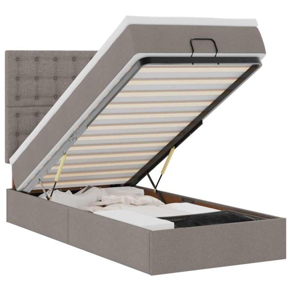 Ottoman-Bett mit Matratze Taupe 100x200 cm Stoff