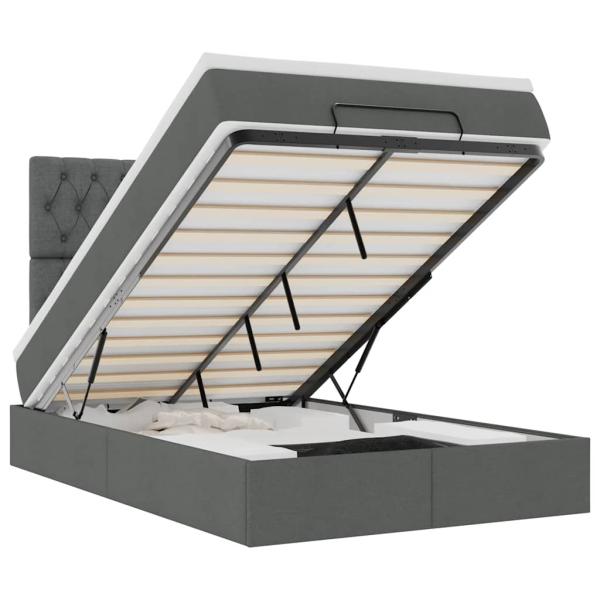 Ottoman-Bett mit Matratze Dunkelgrau 120x200 cm Stoff