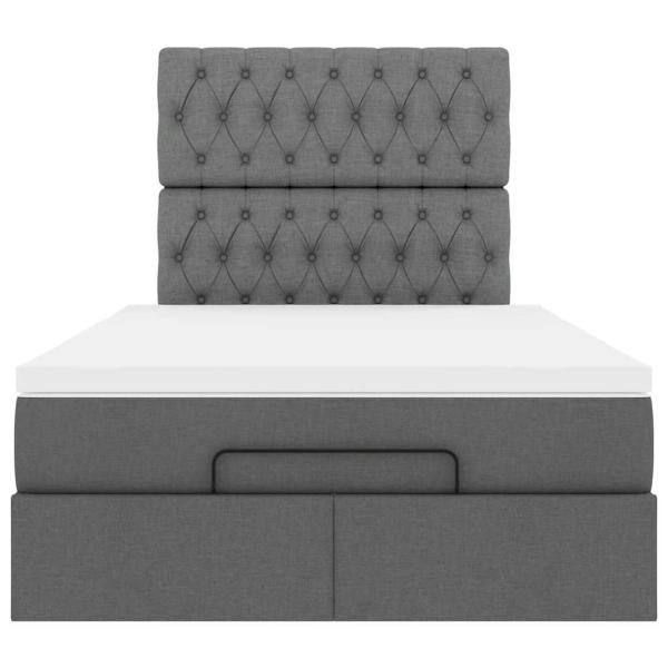 Ottoman-Bett mit Matratze Dunkelgrau 120x200 cm Stoff