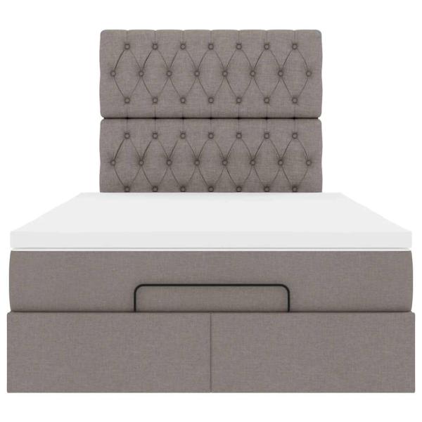 Ottoman-Bett mit Matratze Taupe 120x200 cm Stoff