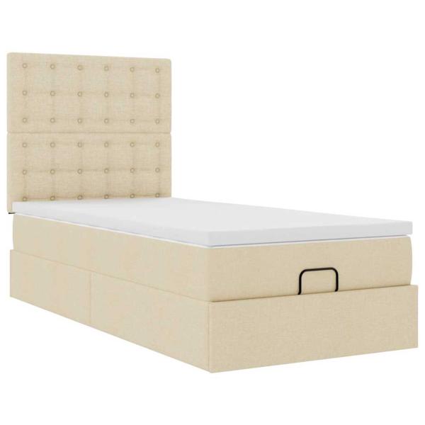Ottoman-Bett mit Matratze Creme 90x200 cm Stoff