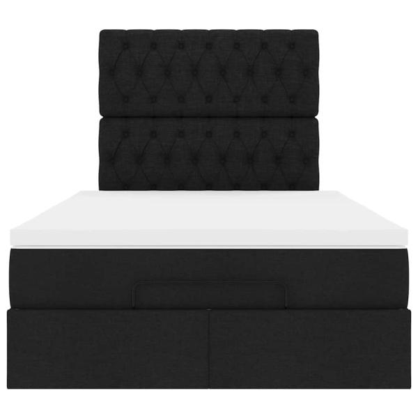 Ottoman-Bett mit Matratze Schwarz 120x190 cm Stoff