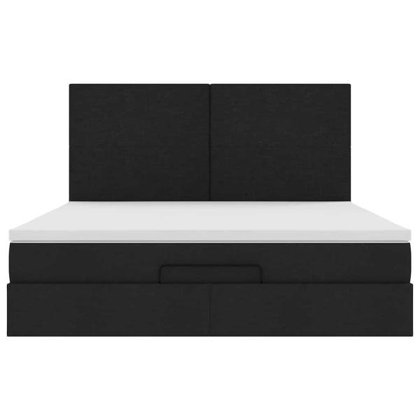 Ottoman-Bett mit Matratze Schwarz 160x200 cm Stoff