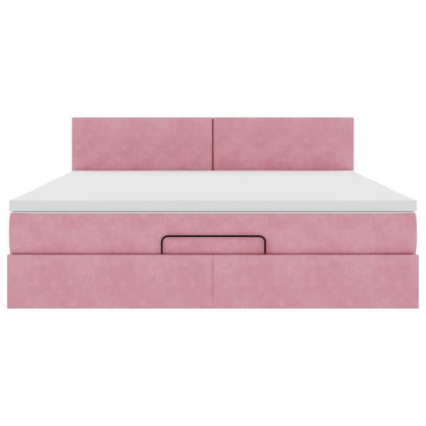 Ottoman-Bett mit Matratze Rosa 180x200 cm Samt