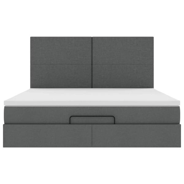 Ottoman-Bett mit Matratze Dunkelgrau 180x200 cm Stoff