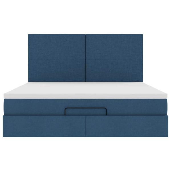 Ottoman-Bett mit Matratze Blau 160x200 cm Stoff