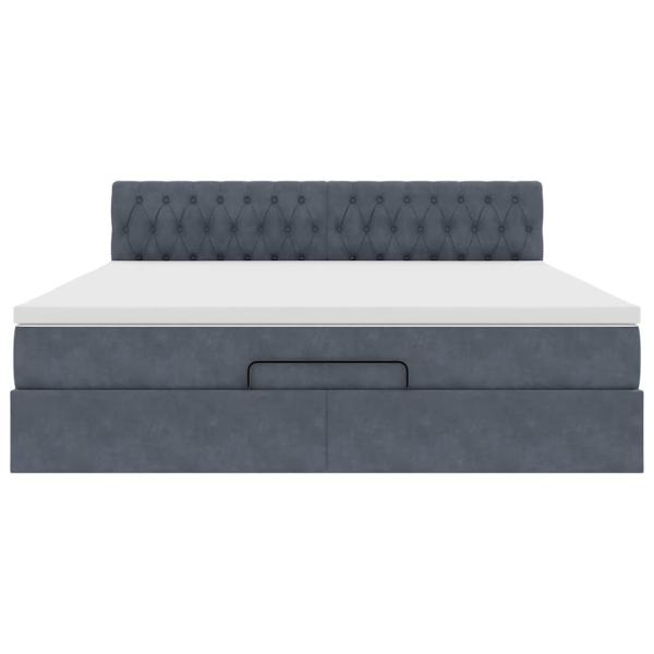 Ottoman-Bett mit Matratze Dunkelgrau 180x200 cm Samt