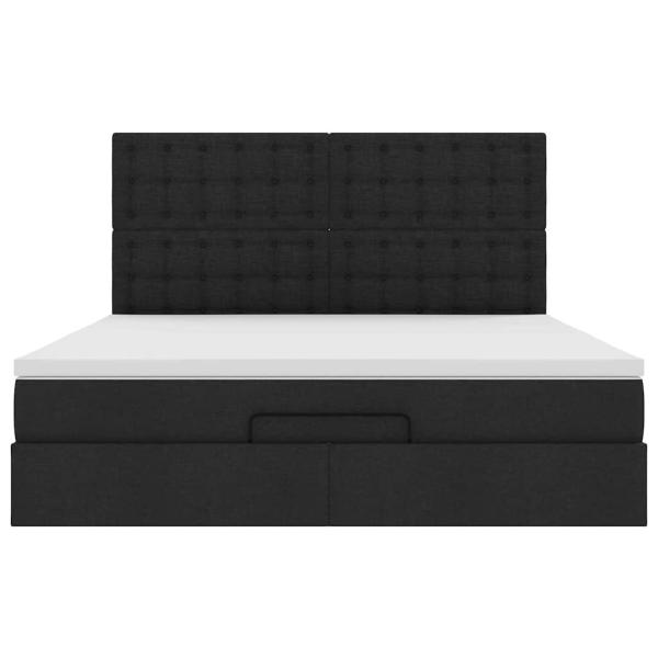 Ottoman-Bett mit Matratze Schwarz 180x200 cm Stoff