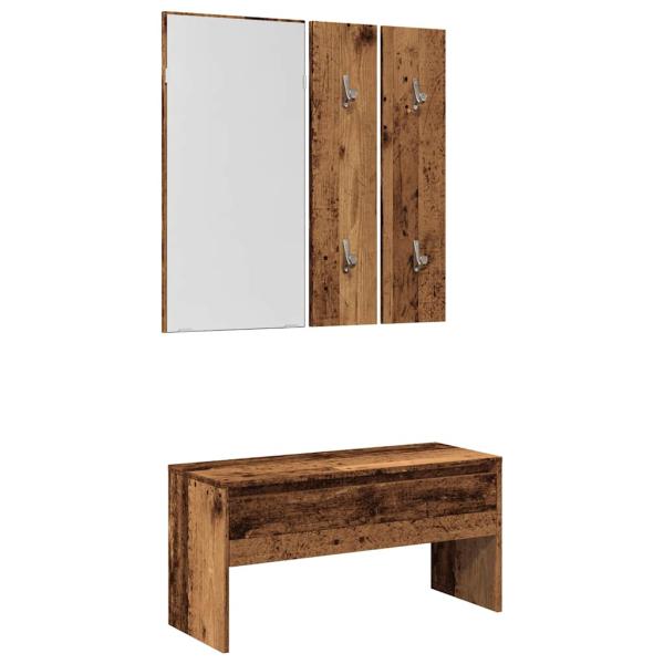 ARDEBO.de - Garderoben-Set Altholz-Optik Holzwerkstoff