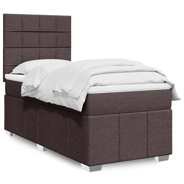 ARDEBO.de - Boxspringbett mit Matratze Dunkelbraun 90x200 cm Stoff