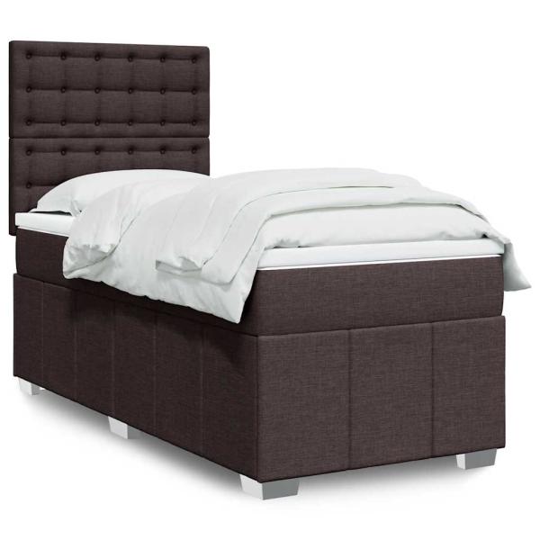 ARDEBO.de - Boxspringbett mit Matratze Dunkelbraun 90x200 cm Stoff