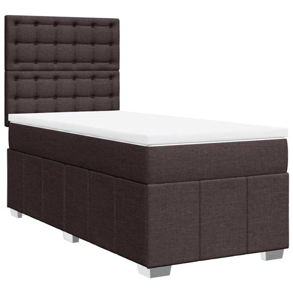 Boxspringbett mit Matratze Dunkelbraun 90x200 cm Stoff