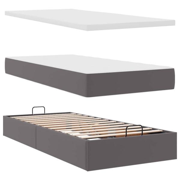 ARDEBO.de - Ottoman-Bett mit Matratze Grau 80x200 cm Kunstleder