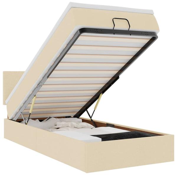 Ottoman-Bett mit Matratze Creme 100x200 cm Stoff