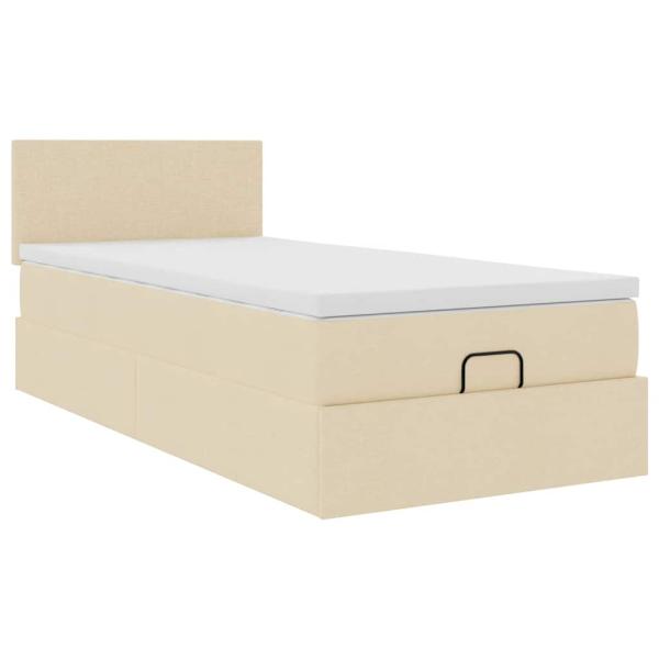 Ottoman-Bett mit Matratze Creme 100x200 cm Stoff