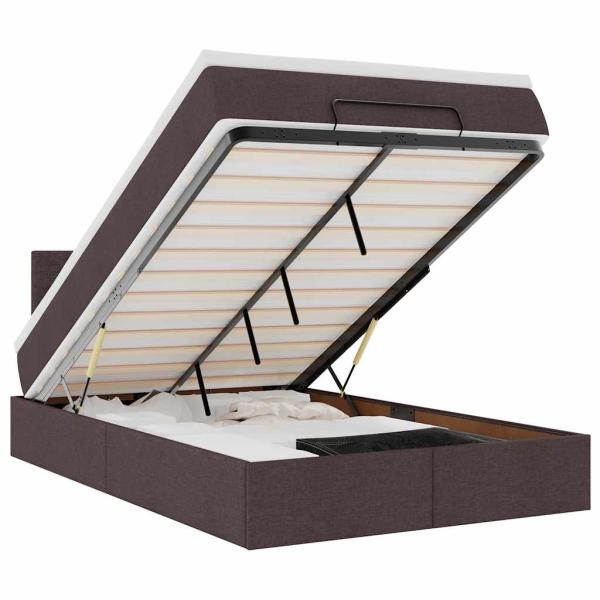 Ottoman-Bett mit Matratze Dunkelbraun 120x200 cm Stoff