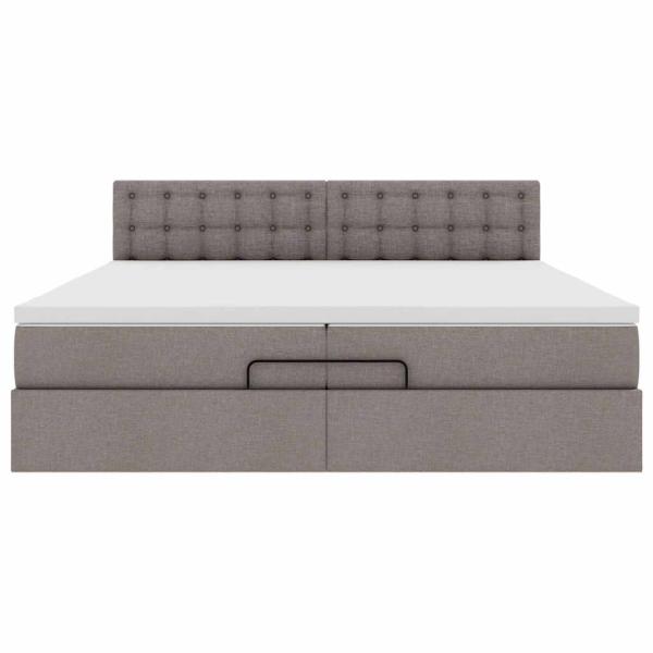 Ottoman-Bett mit Matratzen Taupe 200x200 cm Stoff