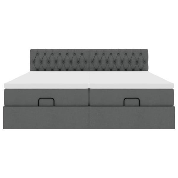 Ottoman-Bett mit Matratzen Dunkelgrau 180x200 cm Stoff