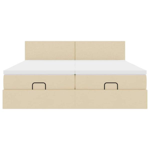 Ottoman-Bett mit Matratzen Creme 180x200 cm Stoff