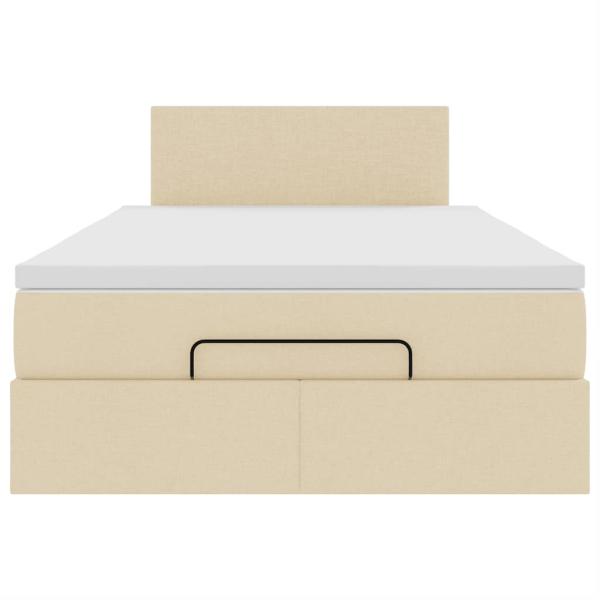 Ottoman-Bett mit Matratze Creme 120x190 cm Stoff