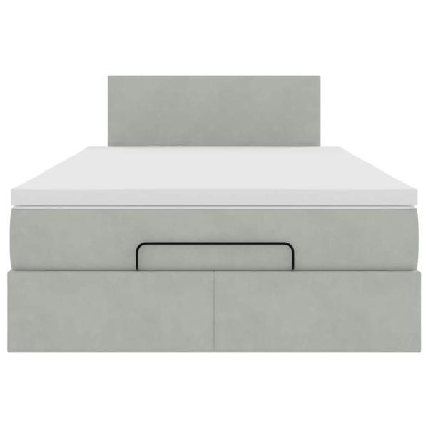 Ottoman-Bett mit Matratze Hellgrau 120x190 cm Samt