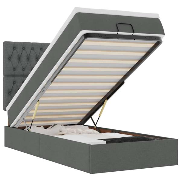 Ottoman-Bett mit Matratze Dunkelgrau 100x200 cm Stoff