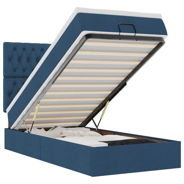 Ottoman-Bett mit Matratze Blau 90x200 cm Stoff