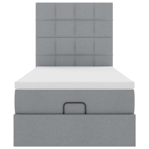 Ottoman-Bett mit Matratze Hellgrau 90x200 cm Stoff