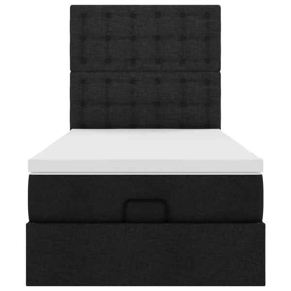 Ottoman-Bett mit Matratze Schwarz 90x200 cm Stoff