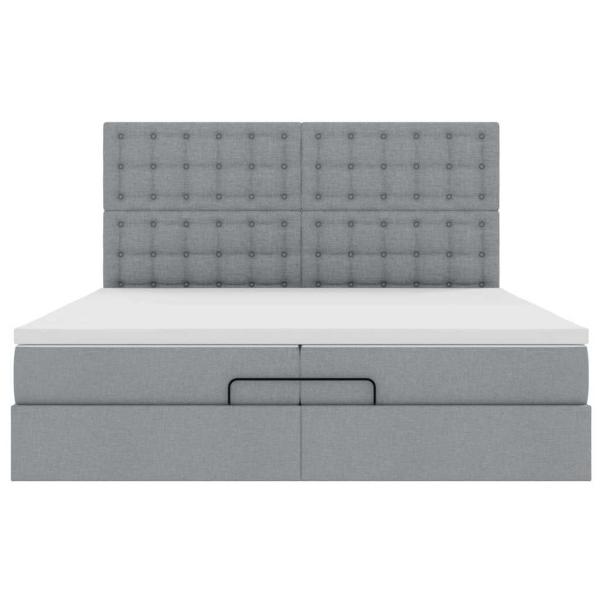 Ottoman-Bett mit Matratzen Hellgrau 200x200 cm Stoff